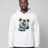 Man wearing the White Rasta Waves side-pocket hoodie, front view