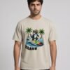 Man wearing the Stone Rasta Waves tee, front view
