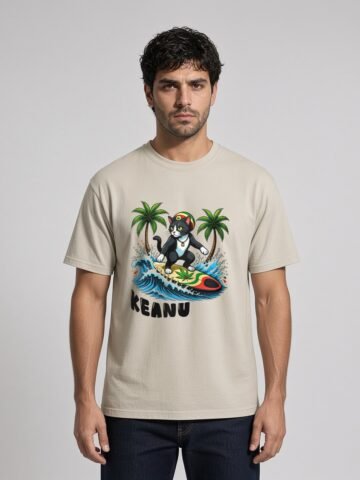 Man wearing the Stone Rasta Waves tee, front view