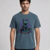 Man wearing the Deep Teal Realm Guardian garment-dyed tee, front view