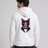 Man wearing the White Realm Guardian Side-Pocket Hoodie, back view showing the Realm Guardian design