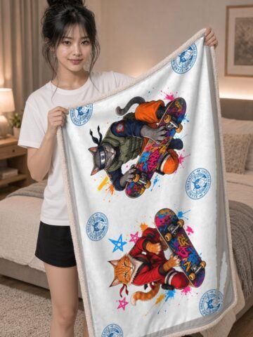 Shonen Puddy Sherpa Blanket held by model