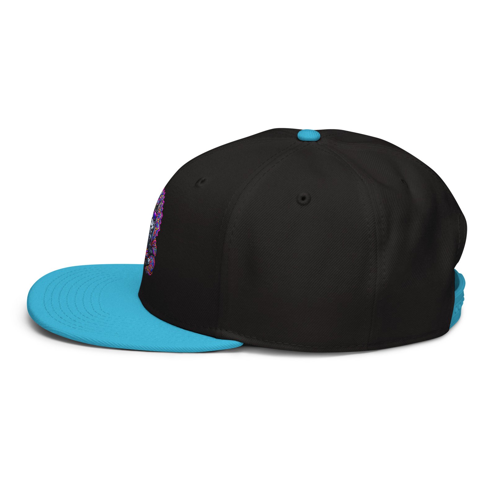 Mahavatar Keanu Ultra Snapback Hat in Aqua blue/Black – left side