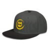 Keanu Gold Logo Two-Tone Snapback Hat in Black/Charcoal gray – left front view