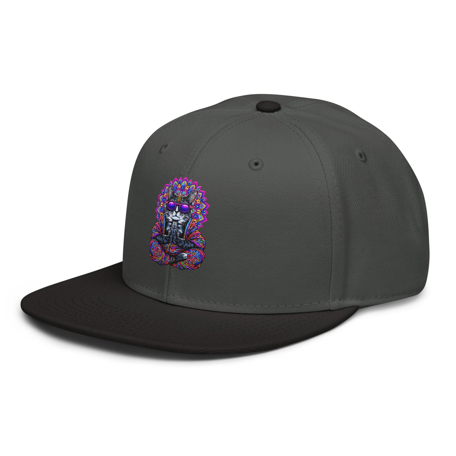 Mahavatar Keanu Ultra Snapback Hat in Black/Charcoal gray – left front view