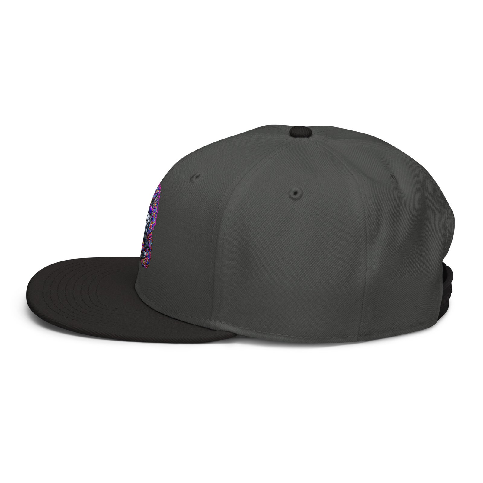 Mahavatar Keanu Ultra Snapback Hat in Black/Charcoal gray – left side