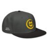 Keanu Gold Logo Two-Tone Snapback Hat in Black/Charcoal gray – right front view