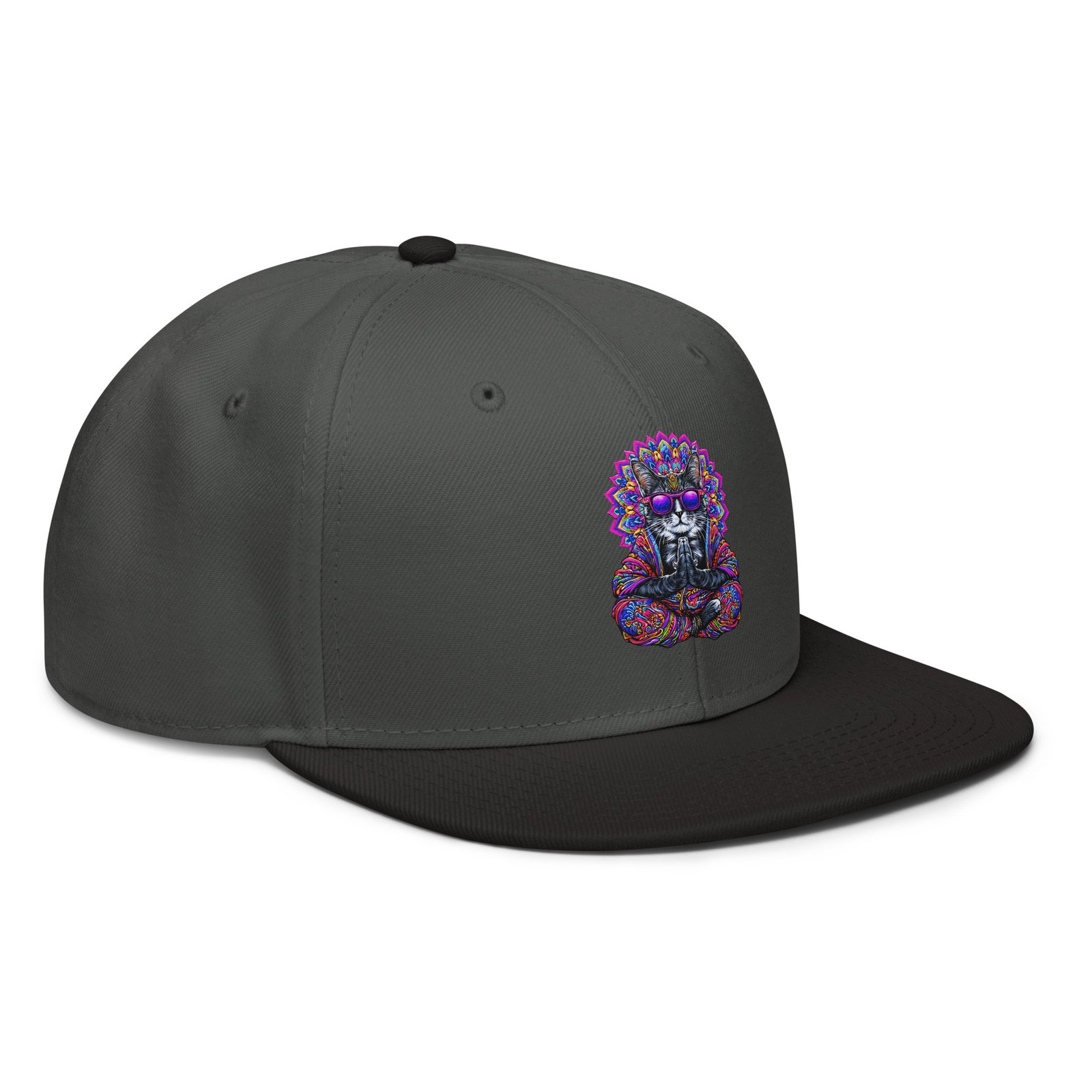 Mahavatar Keanu Ultra Snapback Hat in Black/Charcoal gray – right front view