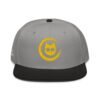 Keanu Gold Logo Two-Tone Snapback Hat in Black/Gray – front view