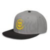 Keanu Gold Logo Two-Tone Snapback Hat in Black/Gray – left front view
