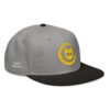 Keanu Gold Logo Two-Tone Snapback Hat in Black/Gray – right front view