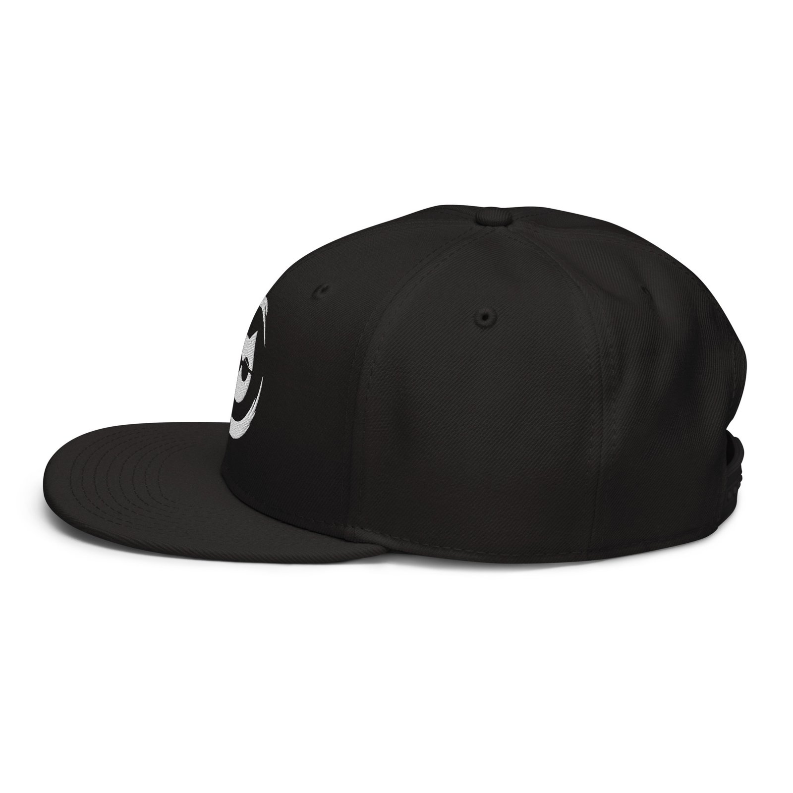 Keanu Logo Snapback Hat in Black – left side