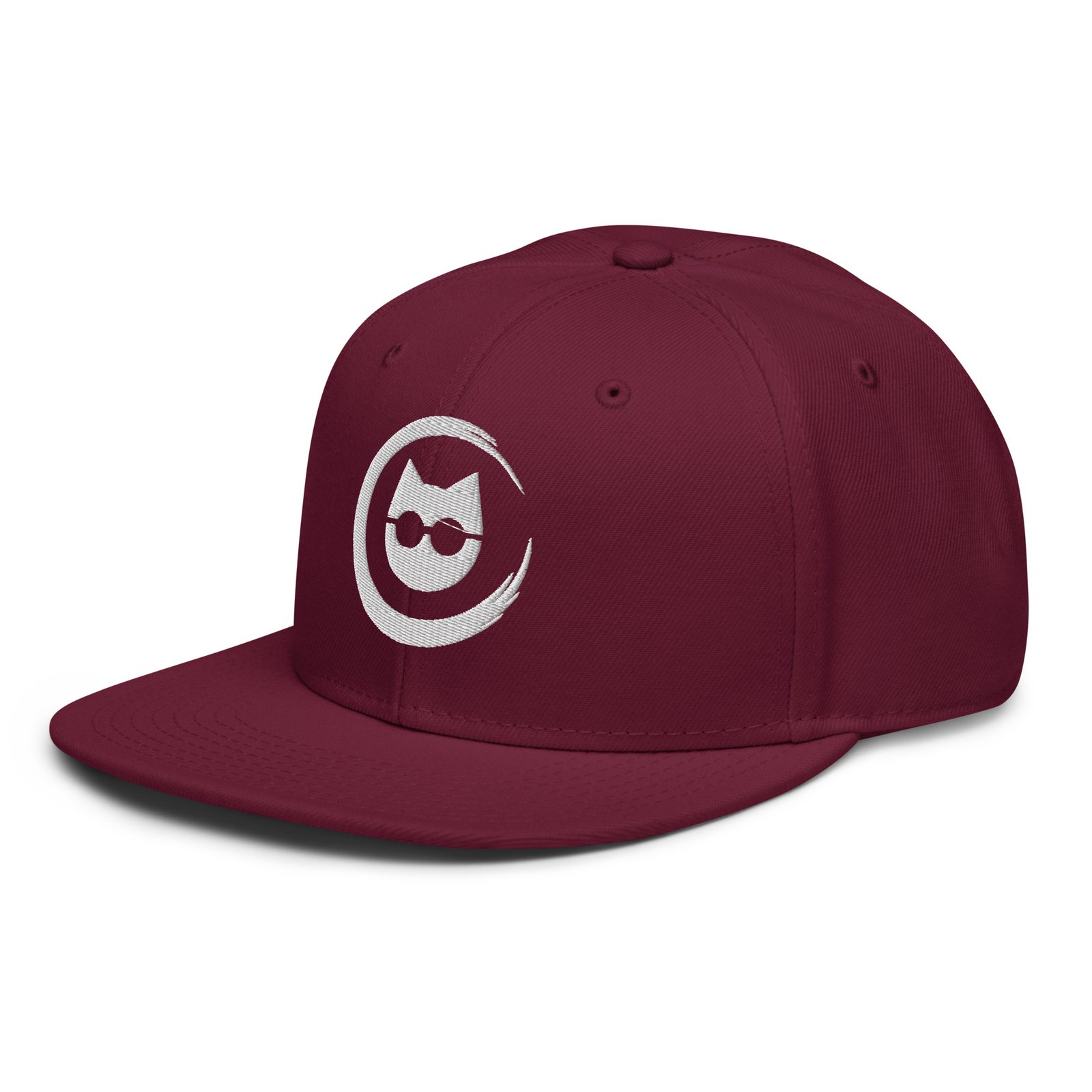 Keanu Logo Snapback Hat in Burgundy maroon – left front view