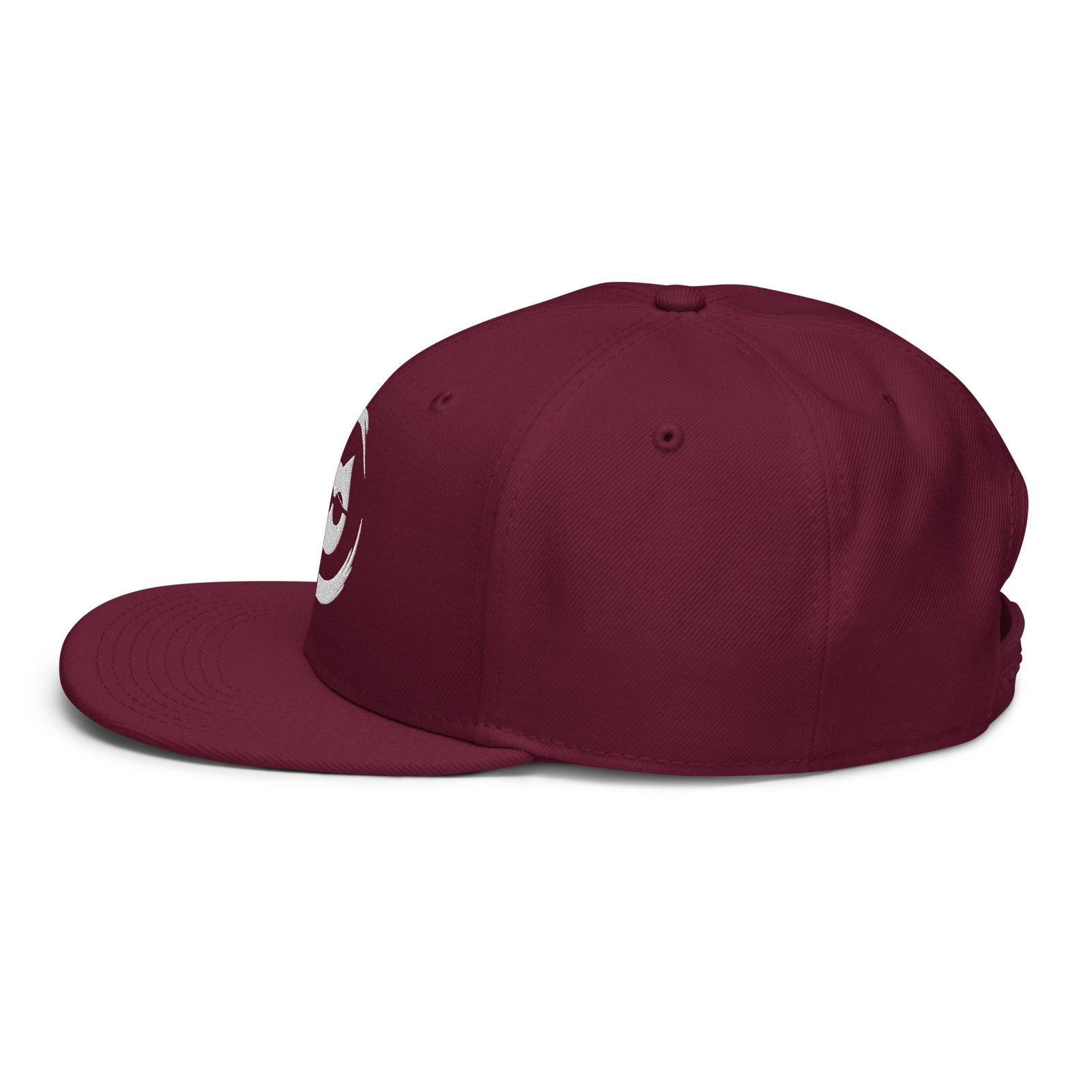 Keanu Logo Snapback Hat in Burgundy maroon – left side