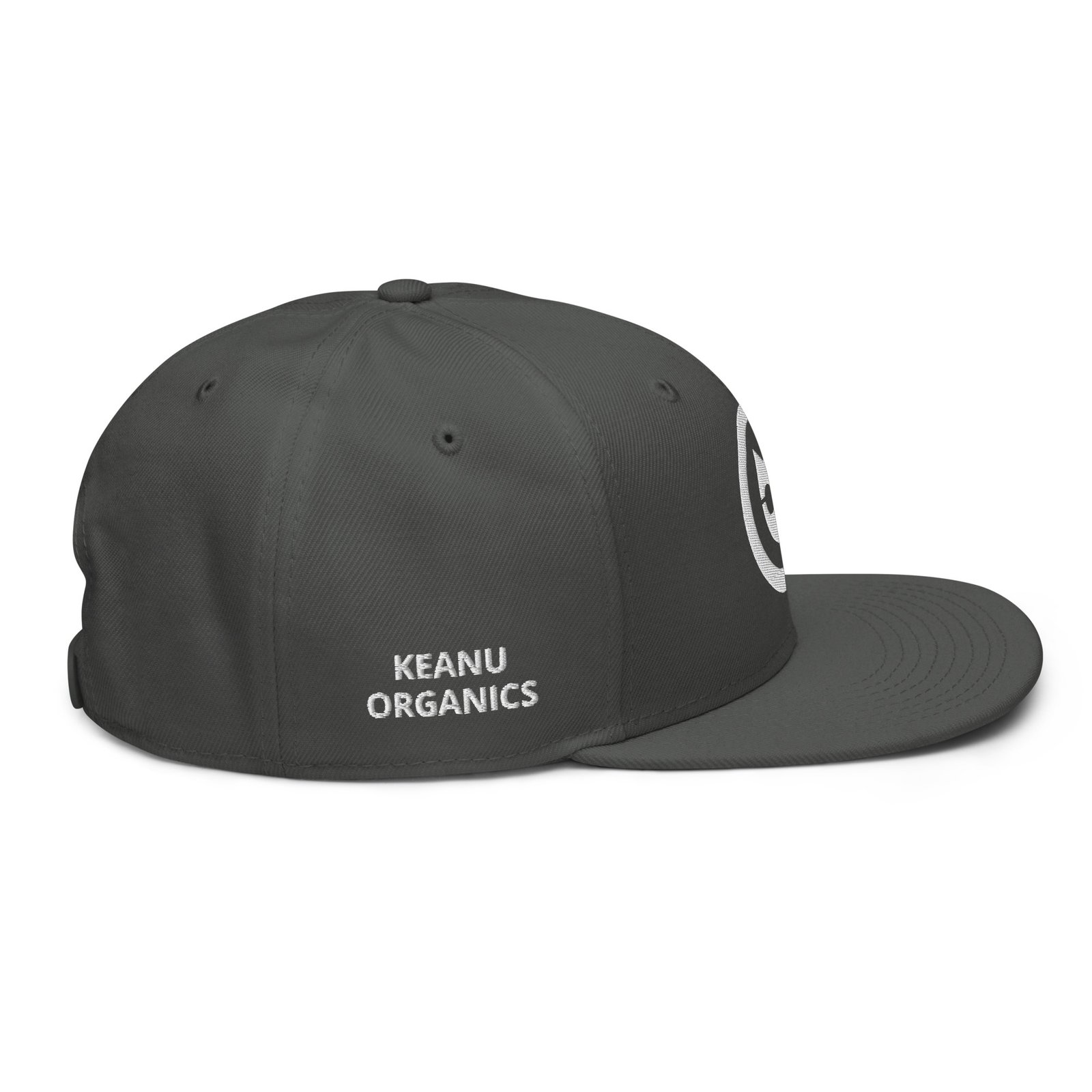 Keanu Logo Snapback Hat in Charcoal gray – right side