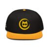 Keanu Gold Logo Two-Tone Snapback Hat in Gold/Black – front view