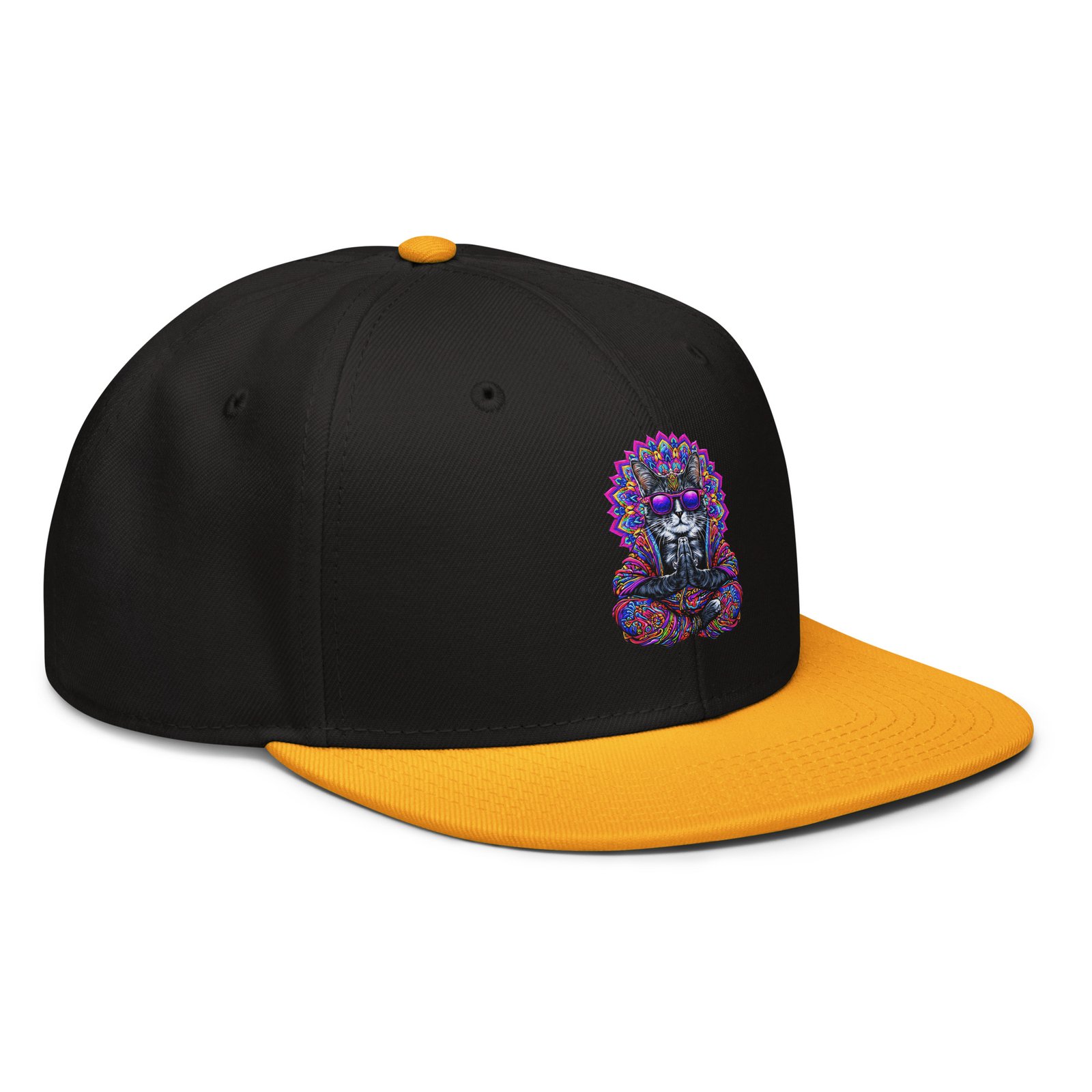 Mahavatar Keanu Ultra Snapback Hat in Gold/Black – right front view