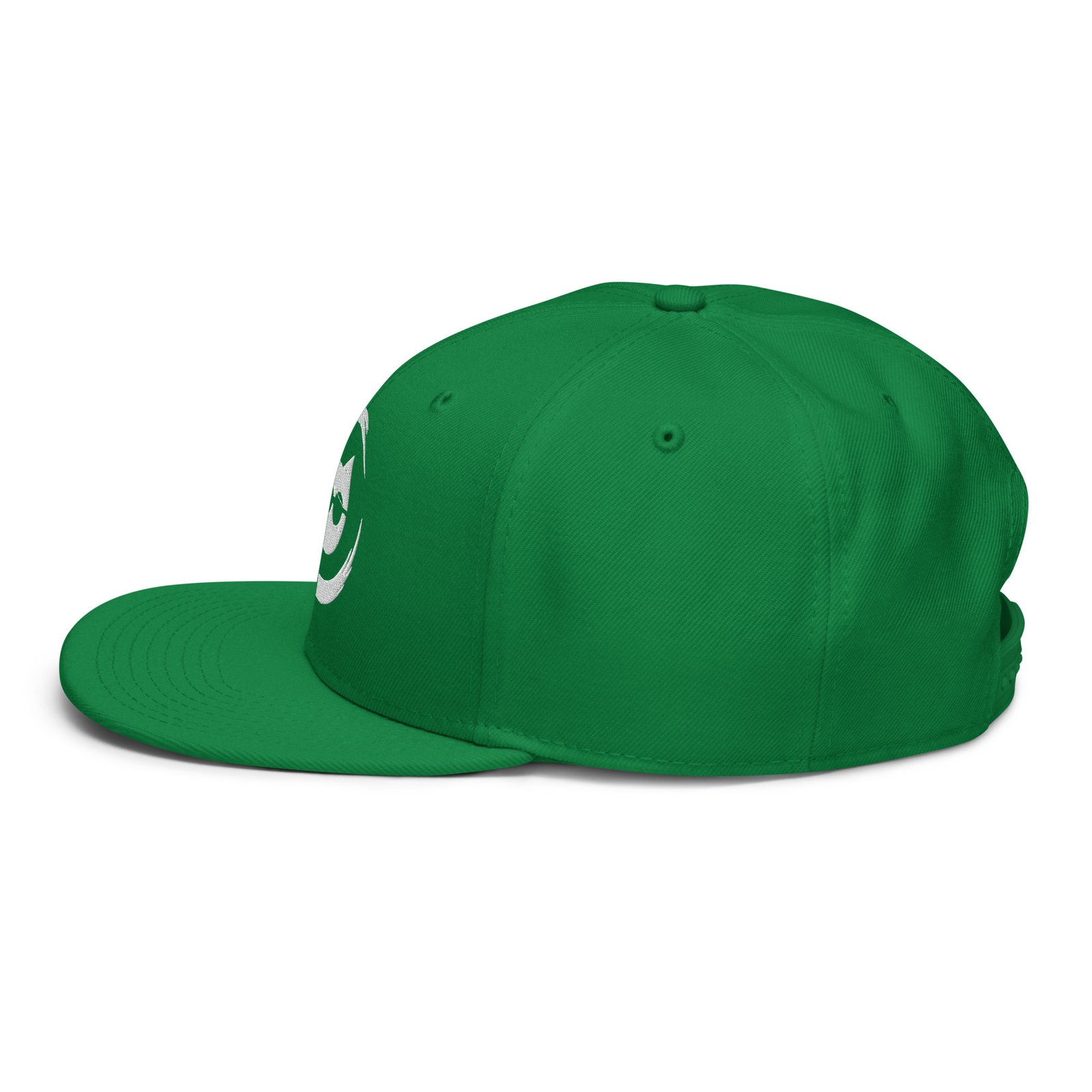 Keanu Logo Snapback Hat in Kelly Green – left side