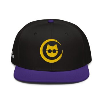 Keanu Gold Logo Two-Tone Snapback Hat in Purple/Black – front view