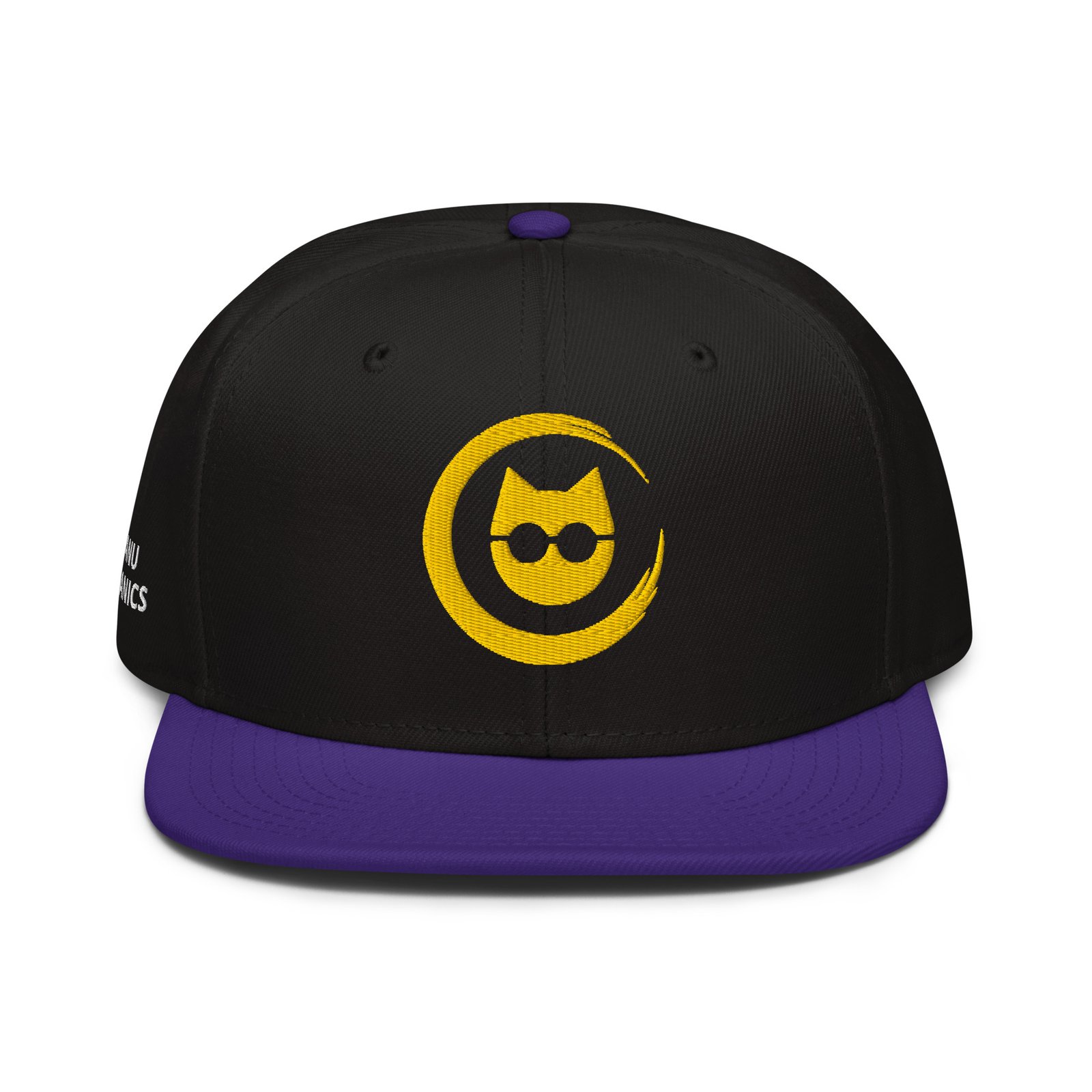 Keanu Gold Logo Two-Tone Snapback Hat in Purple/Black – front view