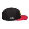 Keanu Gold Logo Two-Tone Snapback Hat in Red/Black – right side