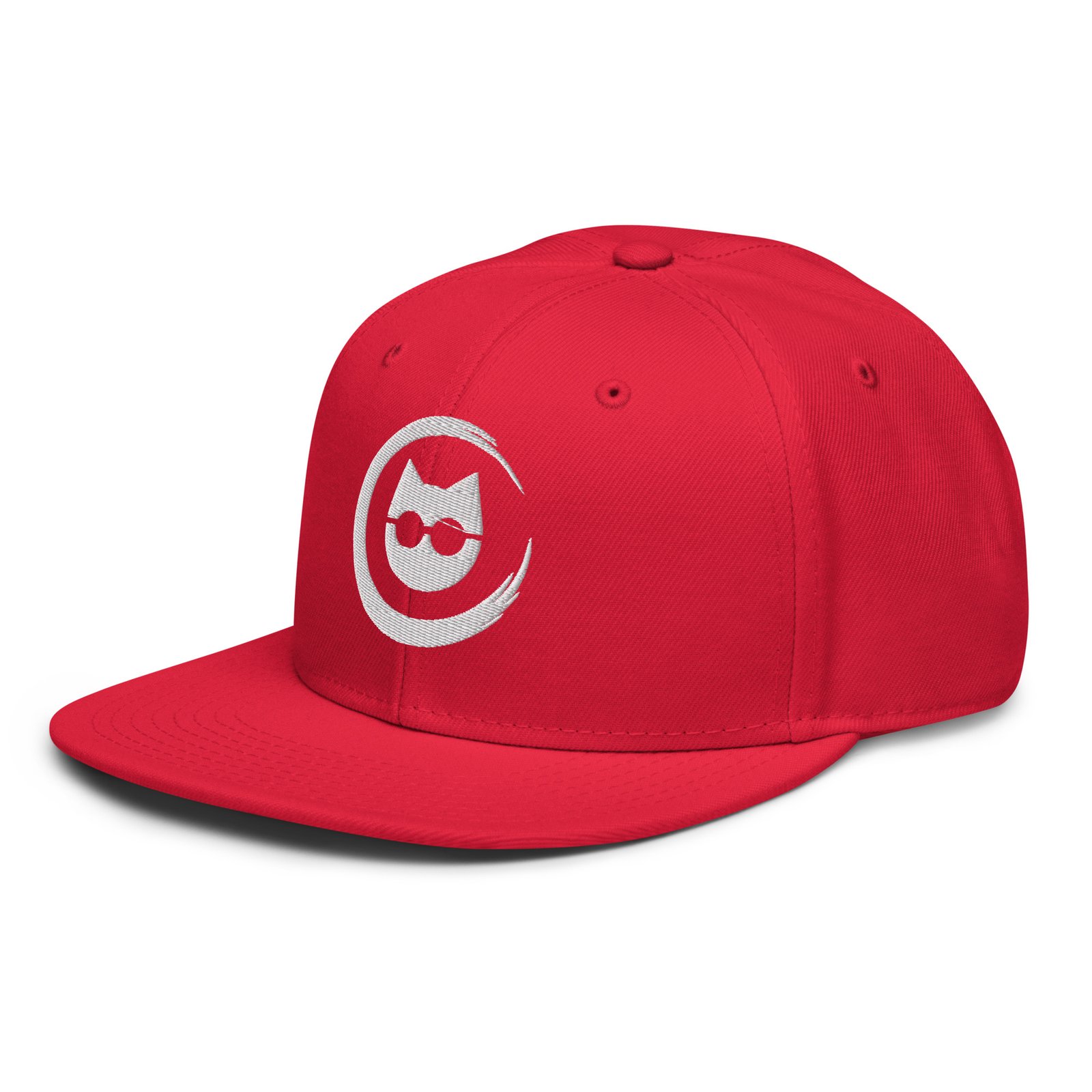 Keanu Logo Snapback Hat in Red – left front view