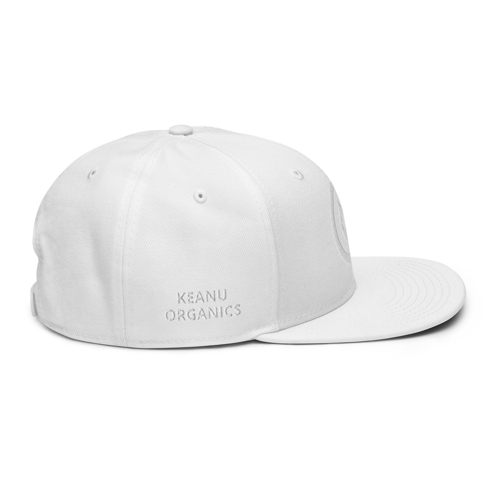 Keanu Logo Snapback Hat in White – right side