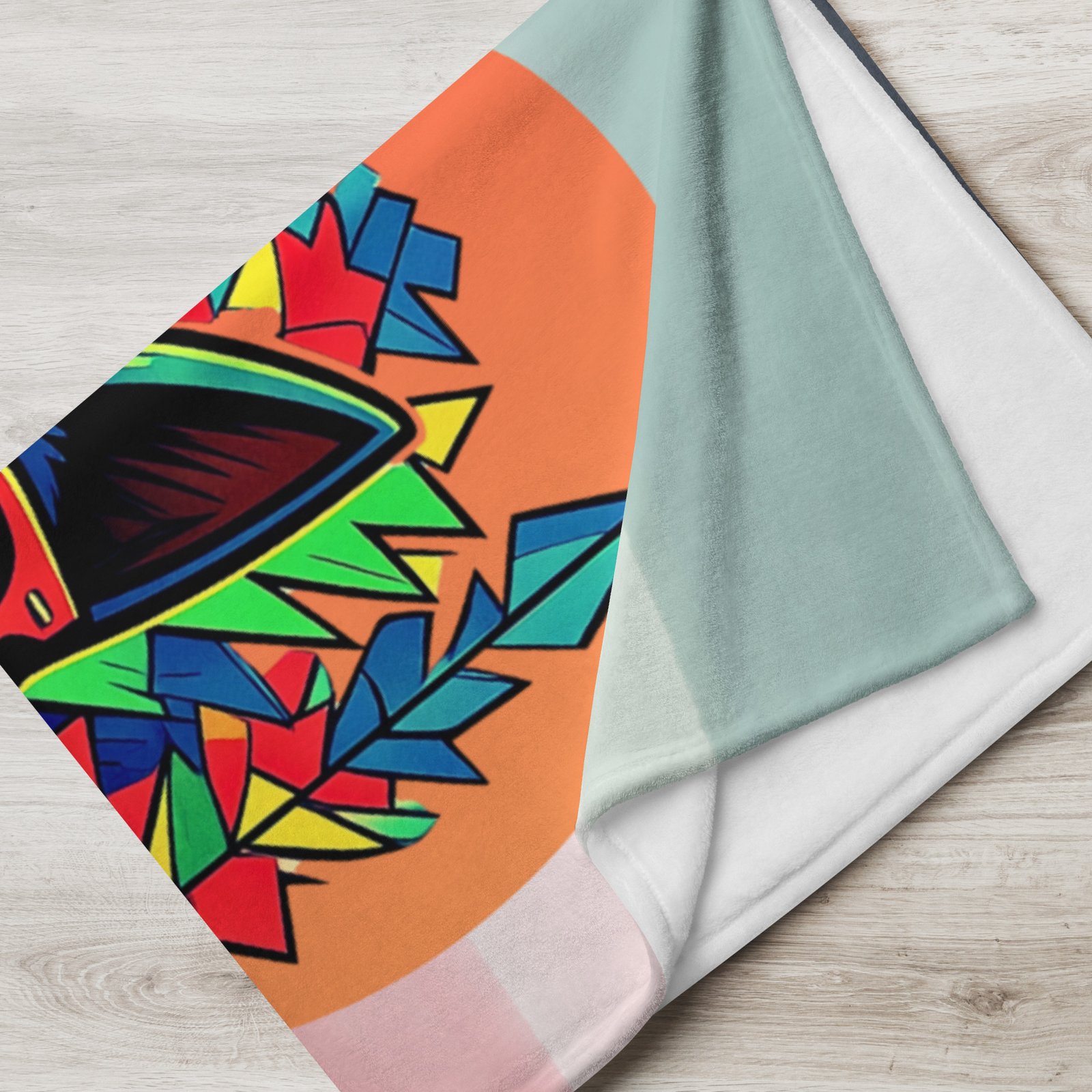 Prism Throw Blanket folded, showing the white reverse