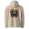 Prism Heavyweight Hoodie in Desert Dust, back: Keanu in sunglasses inside a red-to-orange prism heart with geometric leaves, printed large on the back
