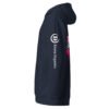 Neon Heartbreak Midweight Hoodie — Classic Navy — left sleeve, white Keanu Organics logo