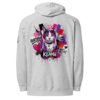 Neon Heartbreak Midweight Hoodie — Grey Heather — back print, street-art Keanu cat collage