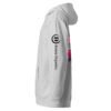 Neon Heartbreak Midweight Hoodie — Grey Heather — left sleeve, black Keanu Organics logo