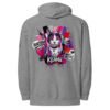Neon Heartbreak Midweight Hoodie — Gunmetal Heather — back print, street-art Keanu cat collage