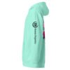 Neon Heartbreak Midweight Hoodie — Mint — left sleeve, black Keanu Organics logo