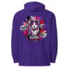 Neon Heartbreak Midweight Hoodie — Purple — back print, street-art Keanu cat collage