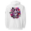Neon Heartbreak Midweight Hoodie — White — back print, street-art Keanu cat collage