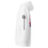 Neon Heartbreak Midweight Hoodie — White — left sleeve, black Keanu Organics logo