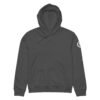 Prism Midweight Hoodie in Anthracite, front: plain front with a white Keanu Organics logo down the left sleeve
