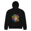 Nine Lives Puddy Tat Midweight Hoodie back black — crowned orange Puddy Tat with NINE LIVES, NO REGRETS and WILD AT HEART tags