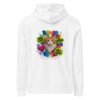 Nine Lives Puddy Tat Midweight Hoodie back white — crowned orange Puddy Tat with NINE LIVES, NO REGRETS and WILD AT HEART tags